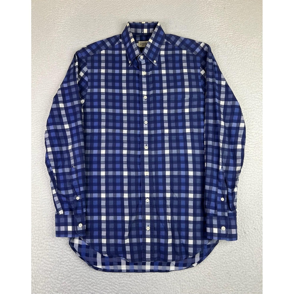 Vintage Gitman Bros. Shirt Mens Medium Blue Check Button Down Long Sleeve USA